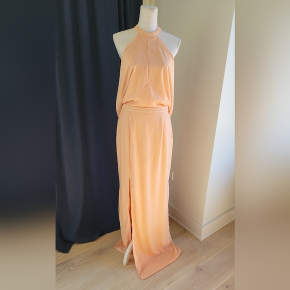 MISSGUIDED | Peach Cowl Back Maxi Dress - Picture 1 of 16
